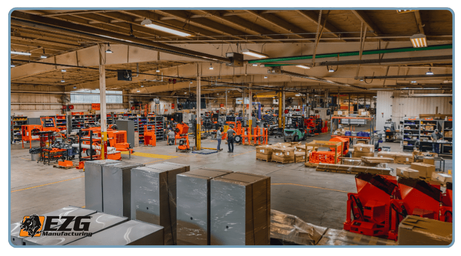 inside EZG manufacturing warehouse